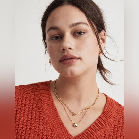 Madewell Two-Pack Toggle Necklace Set in Gold NWT 48$ - Picture 3 of 5